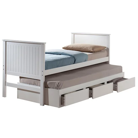 Casual Twin Bed with Trundle and Storage Drawers